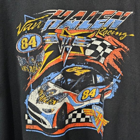 Van Halen New Men's #84 Racing Short Sleeve Black Graphic T-Shirt - Picture 4 of 6